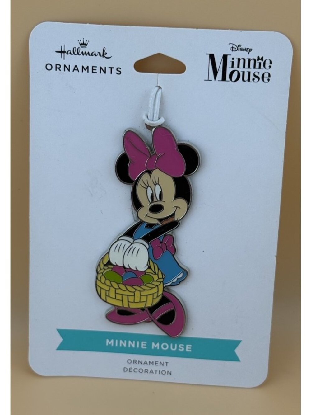 Hallmark "Minnie Mouse Holding Easter Basket" 2021 Flat Metal Ornament NEW